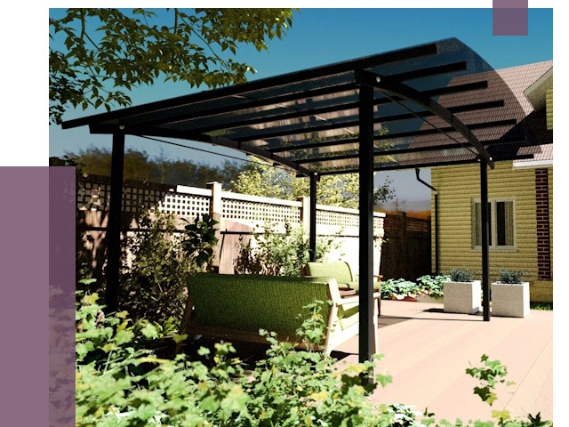 Навесы для террасы в Ейске от 13140 руб. под ключ | ПРОЛЁТ-Еск