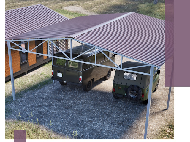 Двускатные навесы под ключ в Ейске — изготовление и монтаж